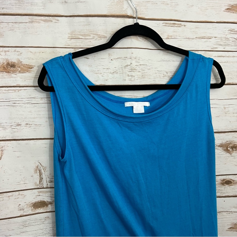 Enza Costa Blue Rolled Neck Sleeveless Tank Dress - Picture 2 of 5